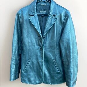 Wilson's Leather Pelle Studio Sz L Woman's Genuine Leather Jacket Blazer Black